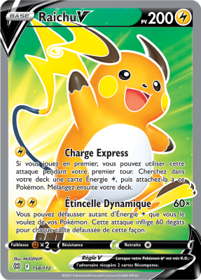 Carte Pokémon Raichu-V 158/172 Ultra Rare Stars Étincelantes