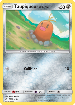 Carte Pokémon Taupiqueur d'Alola 121/214 Commune Alliance Infaillible