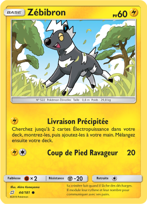 Carte Pokémon Zébibron 44/181 Commune Duo de Choc