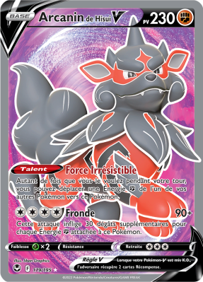 Carte Pokémon Arcanin de Hisui-V 179/195 Ultra Rare Tempête Argentée