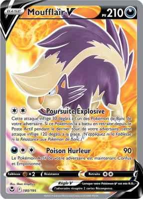 Carte Pokémon Moufflair-V 180/195 Ultra Rare Tempête Argentée