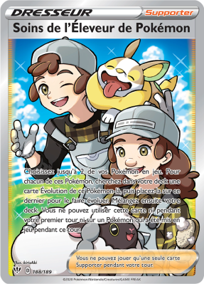 Carte Pokémon Soins de l'Éleveur de Pokémon 188/189 Ultra Rare Ténèbres Embrasées