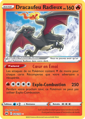 Carte Pokémon Dracaufeu Radieux 020/159 Ultra Rare Zénith Suprême