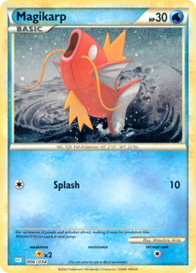 Carte Pokémon Magikarp 006/034 Aucune Pokémon Trading Card Game Classic