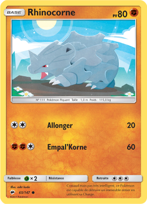 Carte Pokémon Rhinocorne 65/147 Commune Ombres Ardentes