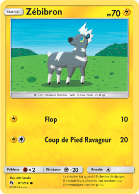 Carte Pokémon Zébibron 81/214 Commune Tonnerre Perdu