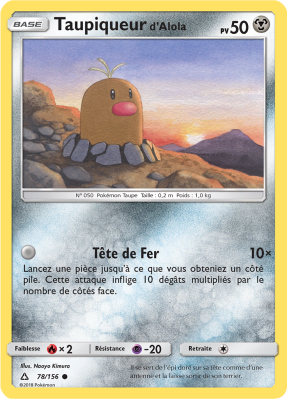 Carte Pokémon Taupiqueur d'Alola 78/156 Commune Ultra-Prisme