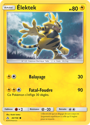 Carte Pokémon Élektek 43/156 Commune Ultra-Prisme