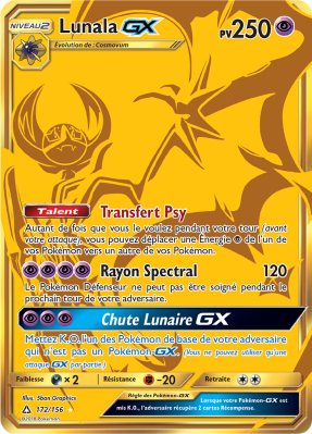 Carte Pokémon Lunala-GX 172/156 Gold Ultra-Prisme
