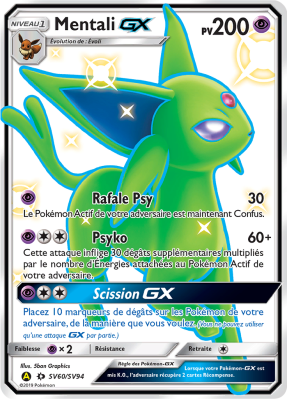 Carte Pokémon Mentali-GX SV60/SV94 Ultra Rare Destinées Occultes