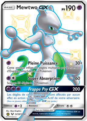 Carte Pokémon Mewtwo-GX SV59/SV94 Ultra Rare Destinées Occultes