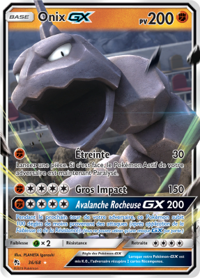 Carte Pokémon Onix-GX 36/68 Ultra Rare Destinées Occultes