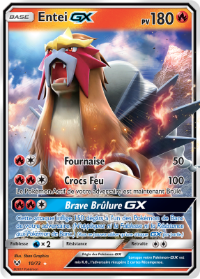 Carte Pokémon Entei-GX 10/73 Ultra Rare Légendes Brillantes