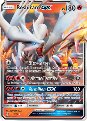 Carte Pokémon Reshiram-GX 11/70 Ultra Rare Majesté des Dragons