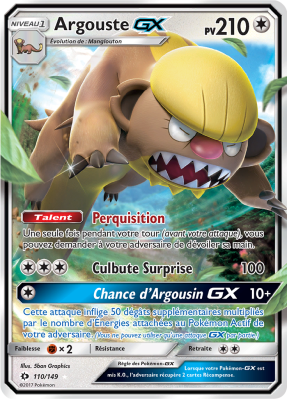 Carte Pokémon Argouste-GX 110/149 Ultra Rare Soleil et Lune (JCC)