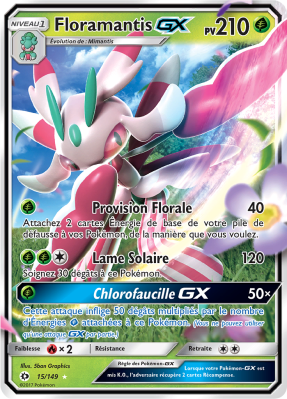 Carte Pokémon Floramantis-GX 15/149 Ultra Rare Soleil et Lune (JCC)