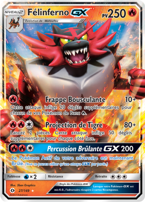 Carte Pokémon Félinferno-GX 27/149 Ultra Rare Soleil et Lune (JCC)