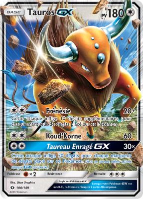 Carte Pokémon Tauros-GX 100/149 Ultra Rare Soleil et Lune (JCC)