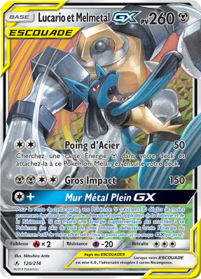 Carte Pokémon Lucario et Melmetal-GX 120/214 Ultra Rare Alliance Infaillible
