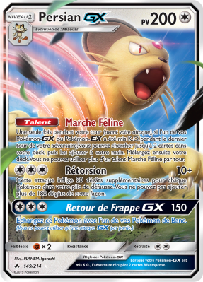 Carte Pokémon Persian-GX 149/214 Ultra Rare Alliance Infaillible