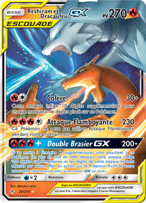 Carte Pokémon Reshiram et Dracaufeu-GX 20/214 Ultra Rare Alliance Infaillible
