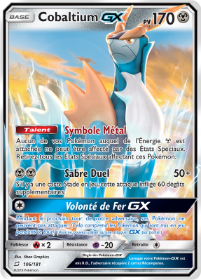 Carte Pokémon Cobaltium-GX 106/181 Ultra Rare Duo de Choc