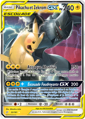 Carte Pokémon Pikachu et Zekrom-GX 33/181 Ultra Rare Duo de Choc