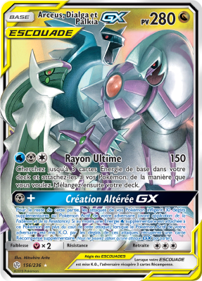 Carte Pokémon Arceus, Dialga et Palkia-GX 156/236 Ultra Rare Éclipse Cosmique