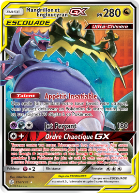 Carte Pokémon Mandrillon et Engloutyran-GX 158/236 Ultra Rare Éclipse Cosmique