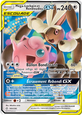 Carte Pokémon Méga-Lockpin et Rondoudou-GX 165/236 Ultra Rare Éclipse Cosmique