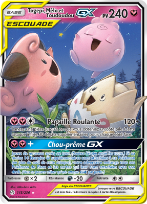 Carte Pokémon Togepi, Mélo et Toudoudou-GX 143/236 Ultra Rare Éclipse Cosmique