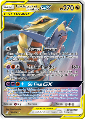 Carte Pokémon Carchacrok et Giratina-GX 146/236 Ultra Rare Harmonie des Esprits