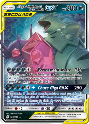 Carte Pokémon Méga-Ténéfix et Tyranocif-GX 126/236 Ultra Rare Harmonie des Esprits