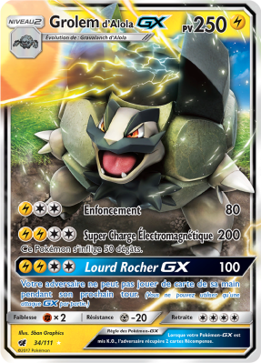 Carte Pokémon Grolem d'Alola-GX 34/111 Ultra Rare Invasion Carmin