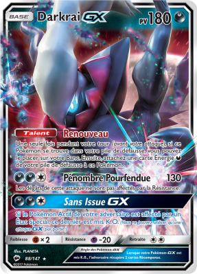 Carte Pokémon Darkrai-GX 88/147 Ultra Rare Ombres Ardentes