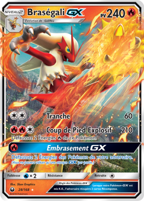 Carte Pokémon Braségali-GX 28/168 Ultra Rare Tempête Céleste