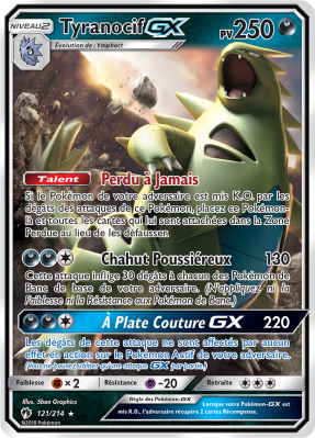 Carte Pokémon Tyranocif-GX 121/214 Ultra Rare Tonnerre Perdu
