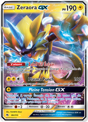 Carte Pokémon Zeraora-GX 86/214 Ultra Rare Tonnerre Perdu