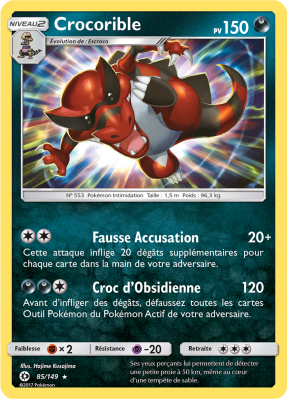 Carte Pokémon Crocorible 85/149 Holographique Soleil et Lune (JCC)