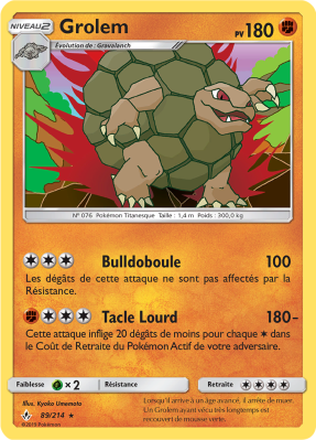 Carte Pokémon Grolem 89/214 Holographique Alliance Infaillible