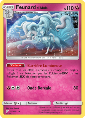 Carte Pokémon Feunard d'Alola 111/181 Holographique Duo de Choc