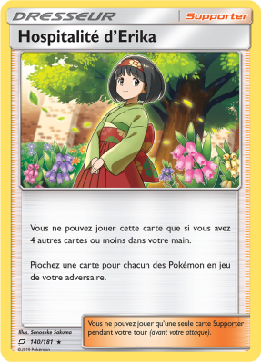 Carte Pokémon Hospitalité d'Erika 140/181 Holographique Duo de Choc