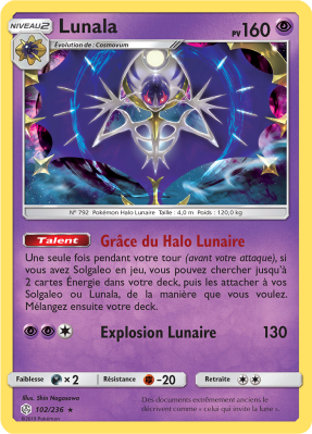 Carte Pokémon Lunala 102/236 Holographique Éclipse Cosmique