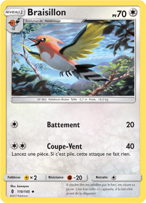 Carte Pokémon Braisillon 110/145 Peu Commune Gardiens Ascendants