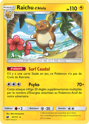 Carte Pokémon Raichu d'Alola 31/111 Holographique Invasion Carmin