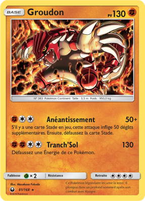 Carte Pokémon Groudon 81/168 Holographique Tempête Céleste