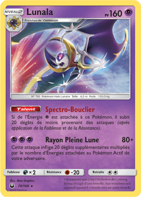 Carte Pokémon Lunala 70/168 Holographique Tempête Céleste