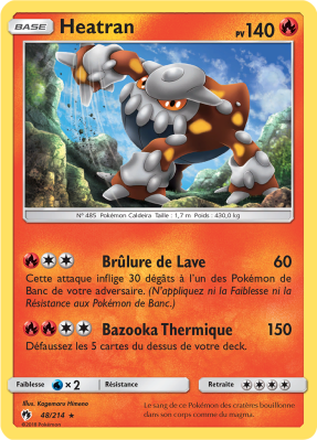 Carte Pokémon Heatran 48/214 Holographique Tonnerre Perdu