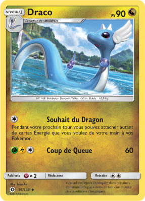 Carte Pokémon Draco 95/149 Peu commune Soleil et Lune (JCC)