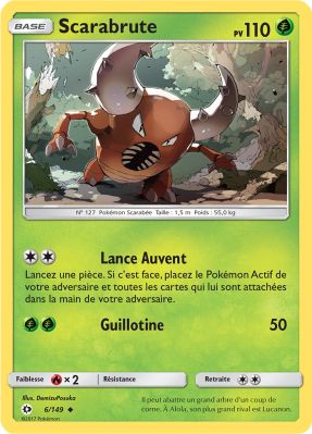 Carte Pokémon Scarabrute 6/149 Peu commune Soleil et Lune (JCC)